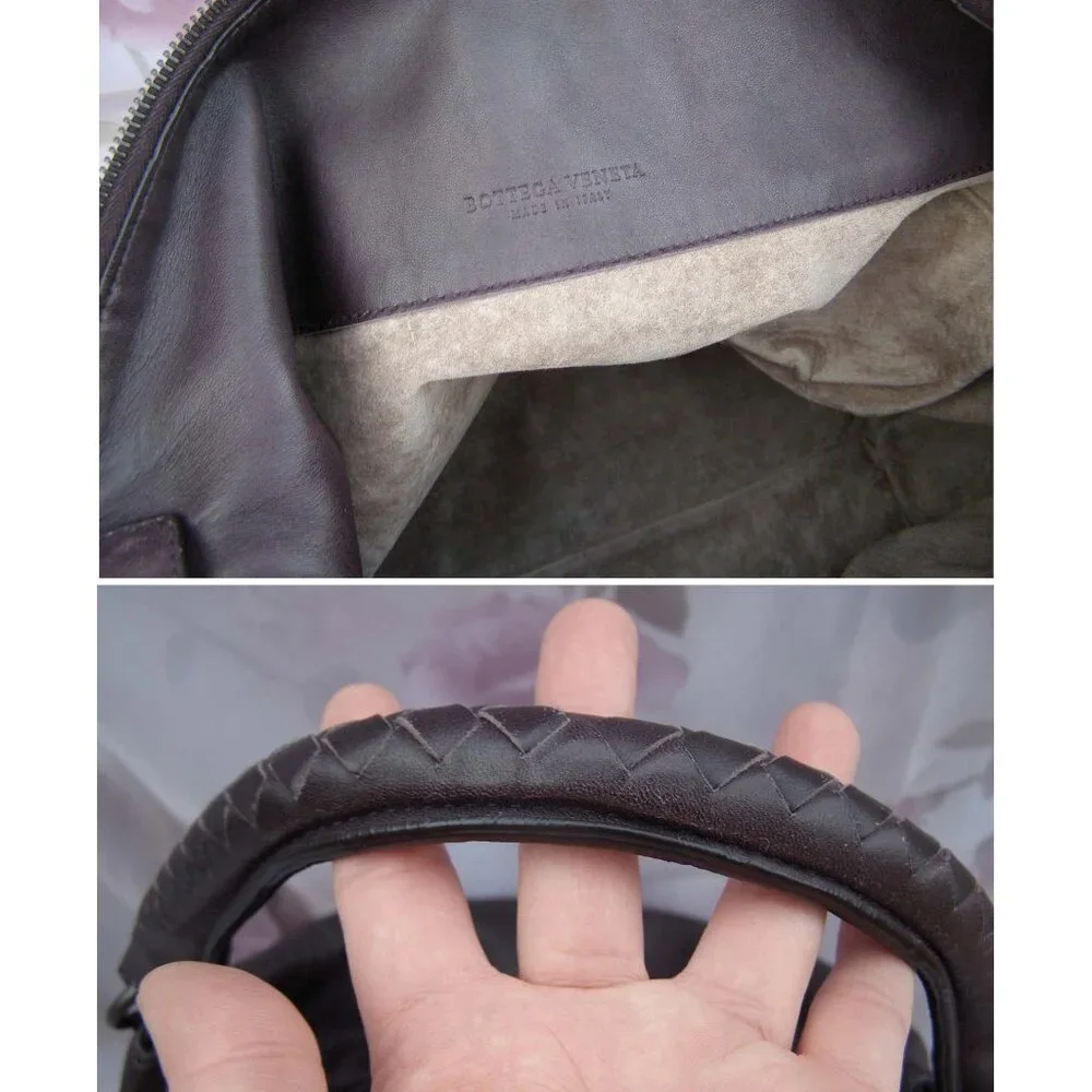 EUC BOTTEGA VENETA Large Leather Purple Eggplant Hobo Bag